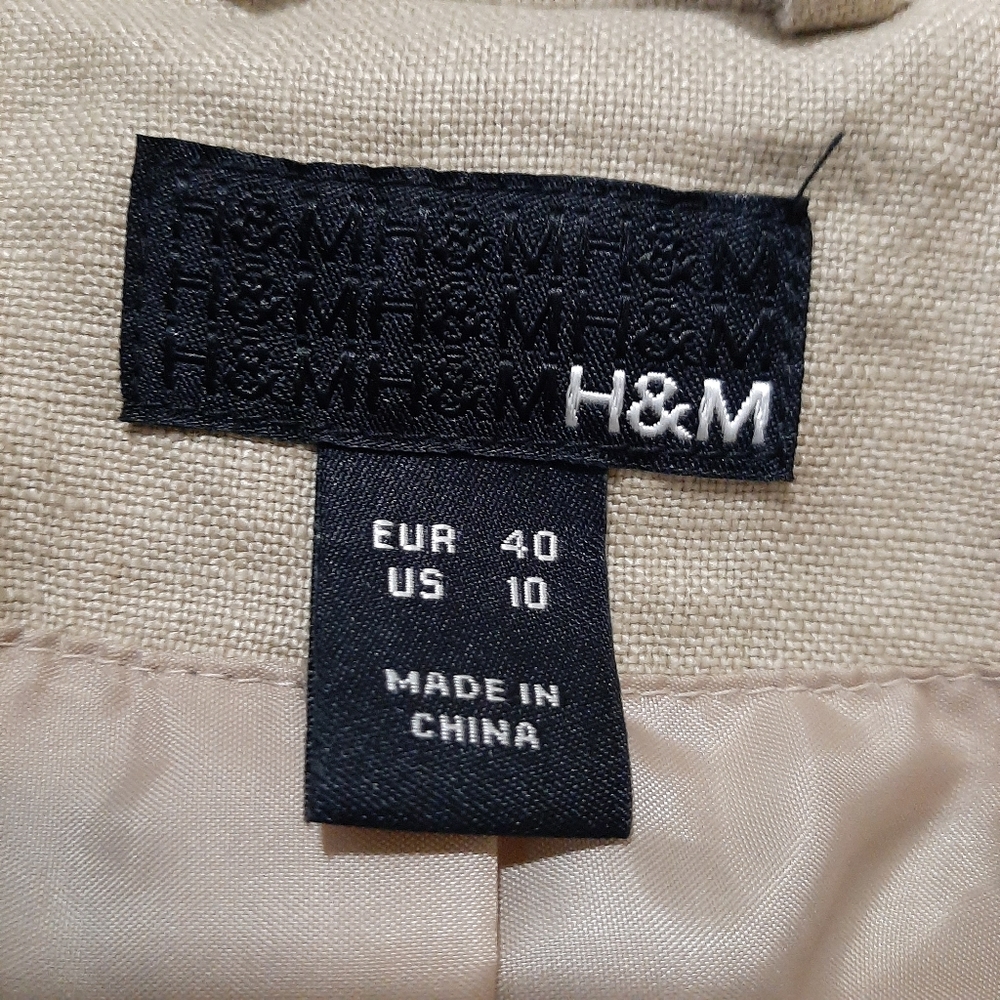H&M Khaki Tan Linen Blazer Size 10 - Picture 2 of 11